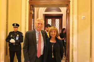 Senator King (ME) and Kathie Leonard (AMI) outside the House Chamber.