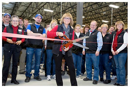 Cutting the ribbon